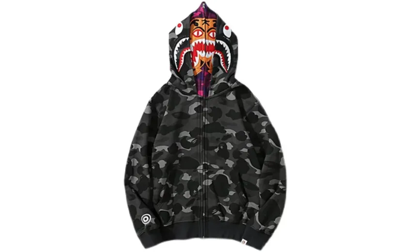 Bstsneaker-BAPE City Camo Shark WGM Full-Zip Hoodie (FW18) Dark Grey