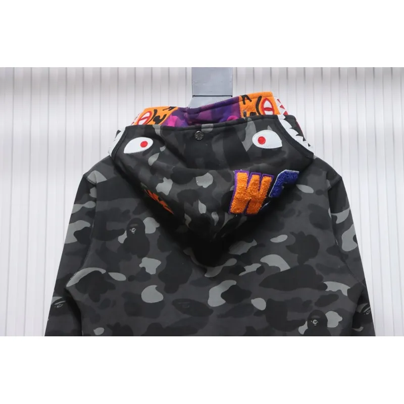 Bstsneaker-BAPE City Camo Shark WGM Full-Zip Hoodie (FW18) Dark Grey