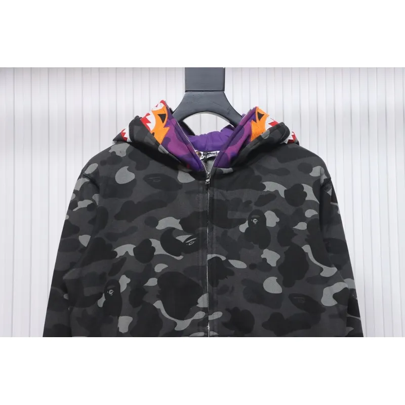 Bstsneaker-BAPE City Camo Shark WGM Full-Zip Hoodie (FW18) Dark Grey