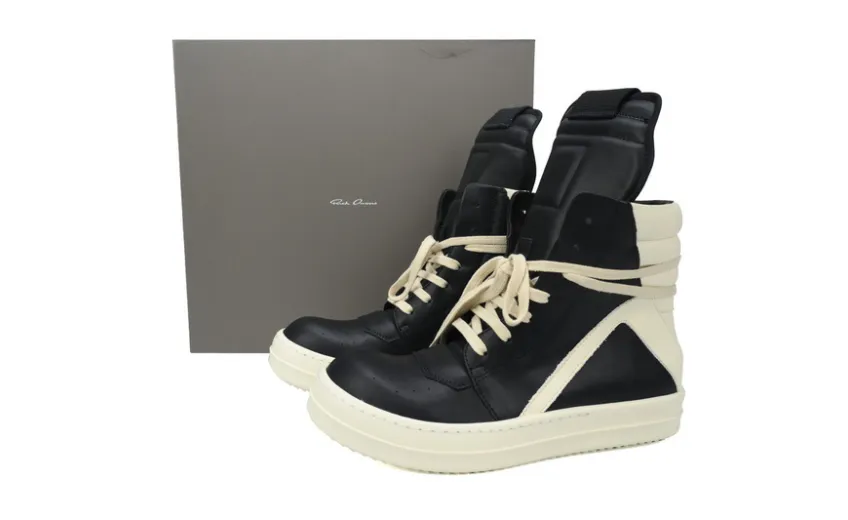 Bstsneaker-RICK OWENS/RO Geobasket Black and White RU02C7894LCGLPO-7511