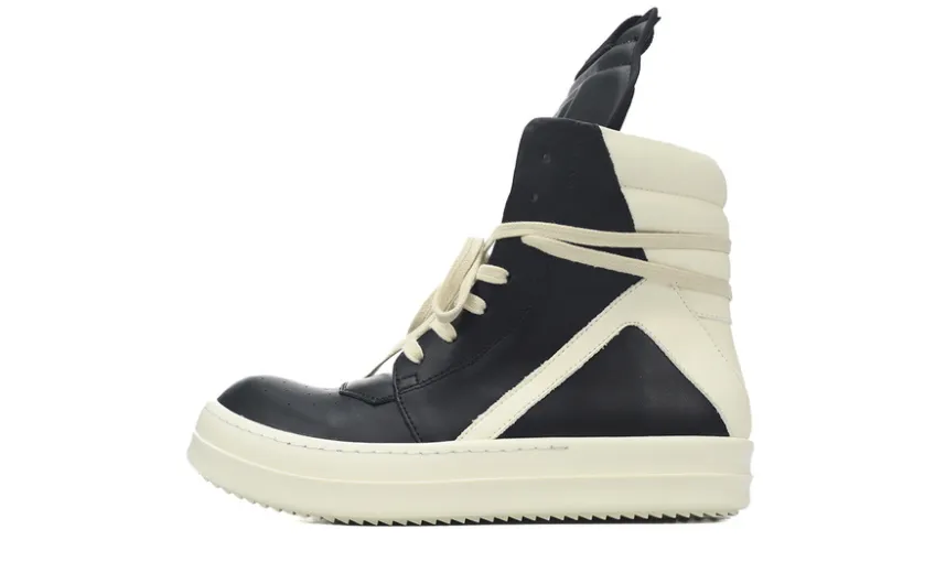 Bstsneaker-RICK OWENS/RO Geobasket Black and White RU02C7894LCGLPO-7511