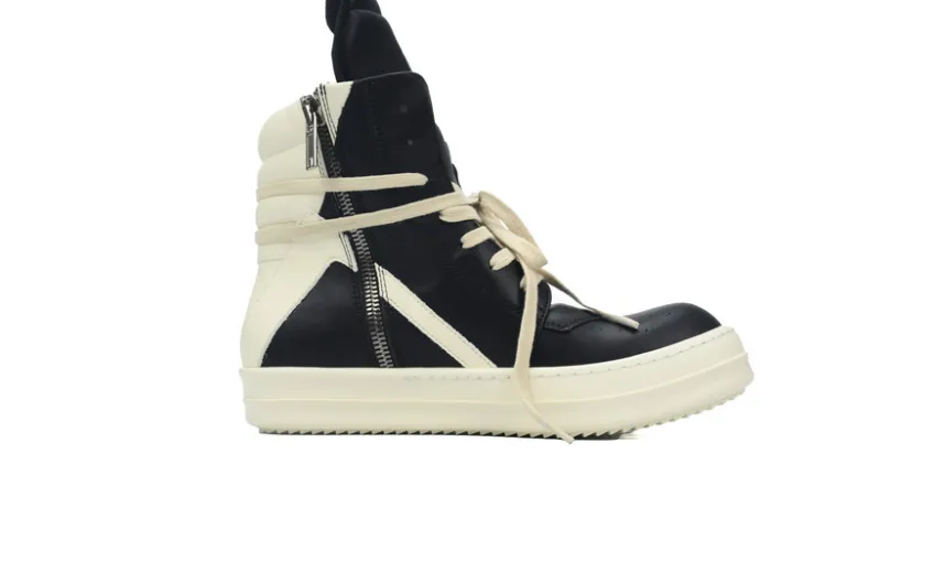 Bstsneaker-RICK OWENS/RO Geobasket Black and White RU02C7894LCGLPO-7511