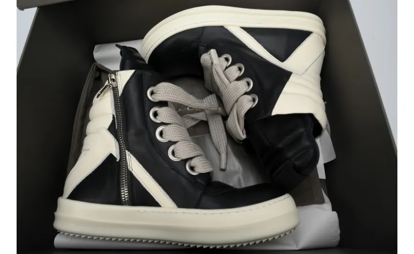 Bstsneaker-Rick Owens GeoBasket Oversized Eylet Black White