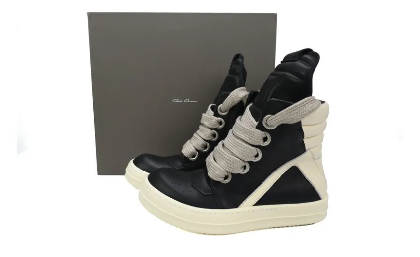 Bstsneaker-Rick Owens GeoBasket Oversized Eylet Black White
