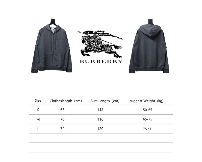 Bstsneaker-Burberry 22FW hooded zip-up hoodie Dark Grey