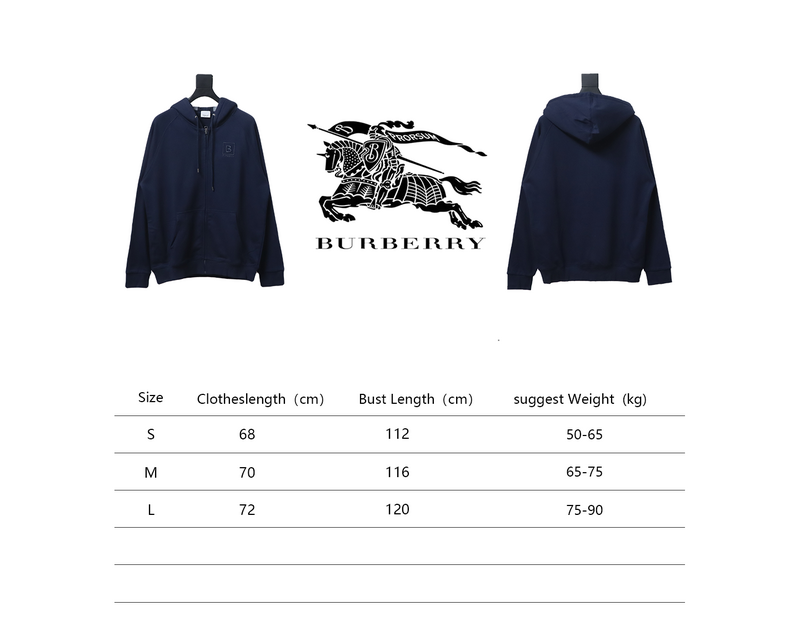 Bstsneaker-Burberry 22FW hooded zip-up hoodie Black-Blue