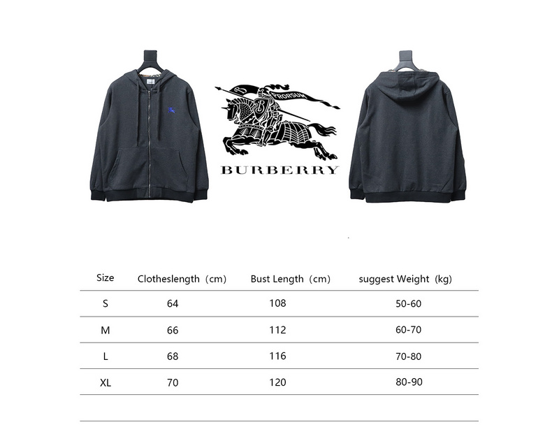 Bstsneaker-Burberry chest zip-up jacket Grey