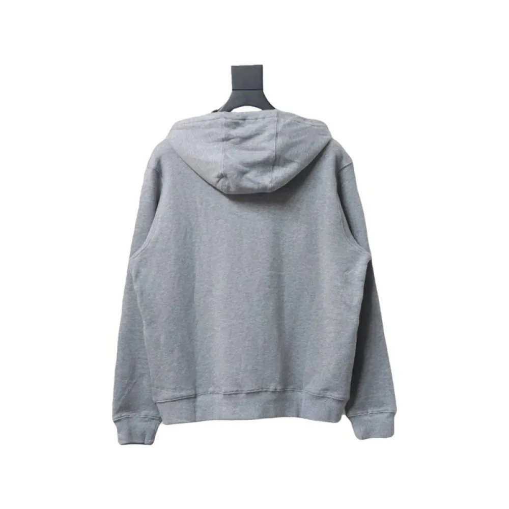 Bstsneaker-Burberry Warhorse Logo Embroidered Check Hooded Zip-Up Jacket Grey