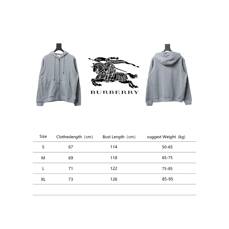 Bstsneaker-Burberry Warhorse Logo Embroidered Check Hooded Zip-Up Jacket Grey