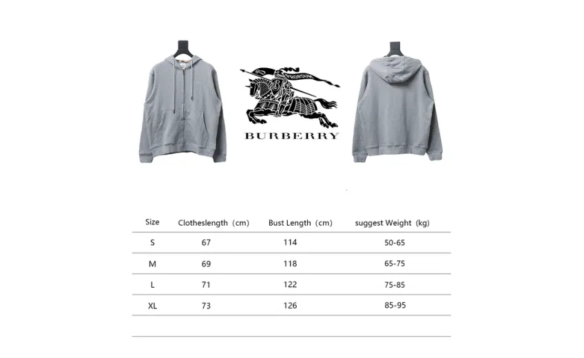 Bstsneaker-Burberry Warhorse Logo Embroidered Check Hooded Zip-Up Jacket Grey