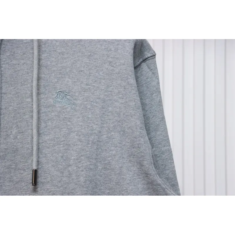 Bstsneaker-Burberry Warhorse Logo Embroidered Check Hooded Zip-Up Jacket Grey
