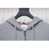 Bstsneaker-Burberry Warhorse Logo Embroidered Check Hooded Zip-Up Jacket Grey