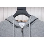 Bstsneaker-Burberry Warhorse Logo Embroidered Check Hooded Zip-Up Jacket Grey