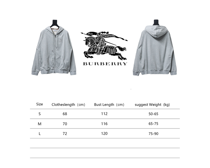 Bstsneaker-Burberry 22FW hooded zip-up hoodie Light Grey