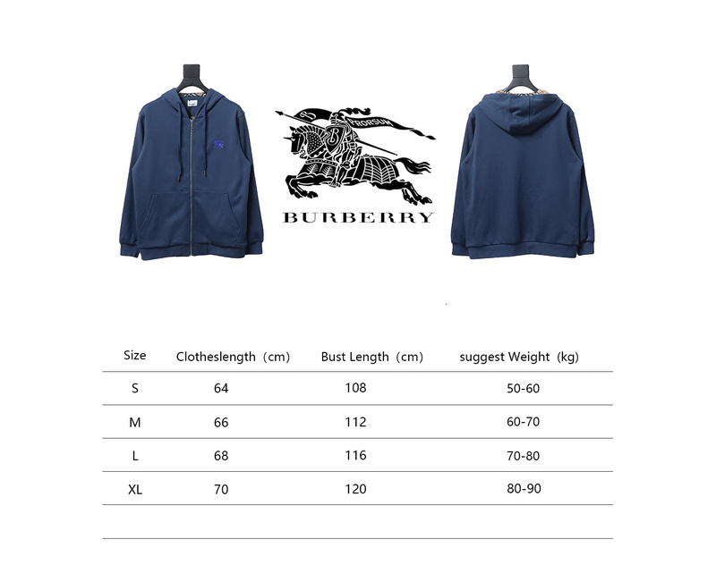 Bstsneaker-Burberry chest zip-up jacket Blue