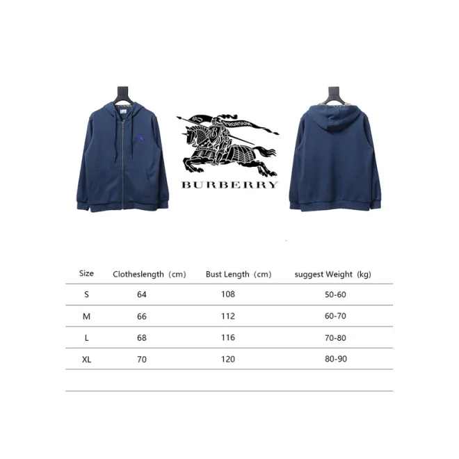 Bstsneaker-Burberry chest zip-up jacket Blue