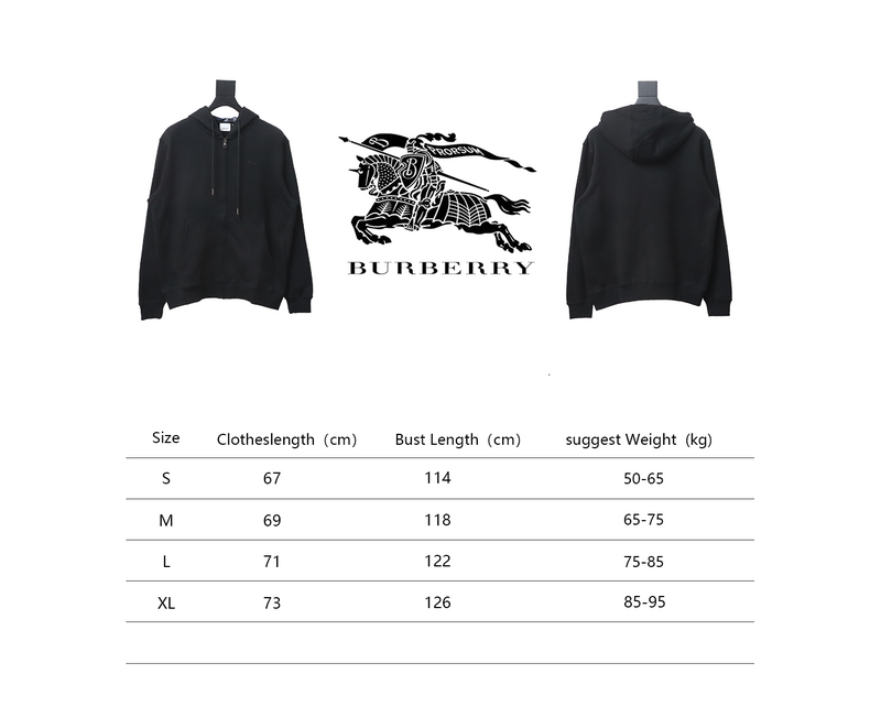 Bstsneaker-Burberry Warhorse Logo Embroidered Check Hooded Zip-Up Jacket Black