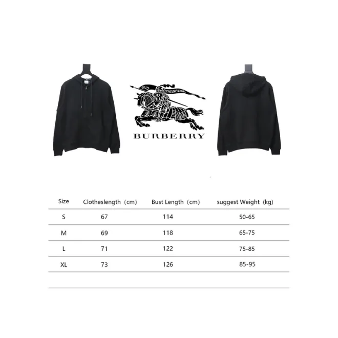 Bstsneaker-Burberry Warhorse Logo Embroidered Check Hooded Zip-Up Jacket Black