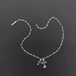 Bstsneaker-Chrome Hearts Double Cross Black Diamond Bamboo Necklace Silver 180