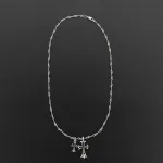 Bstsneaker-Chrome Hearts Double Cross Black Diamond Bamboo Necklace Silver 180