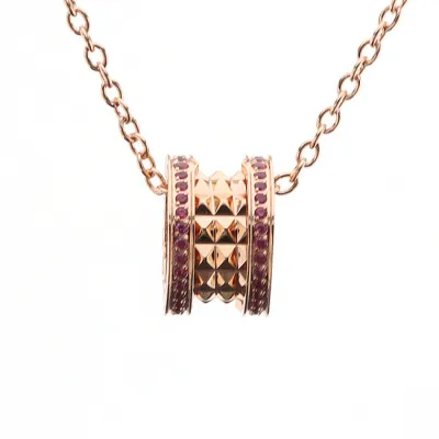 Bulgari Ruby Rivet Pendant Necklace Rose Gold 170 01
