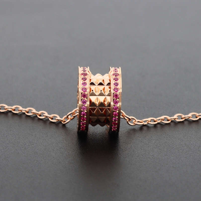 Bstsneaker-Bulgari Ruby Rivet Pendant Necklace Rose Gold 170