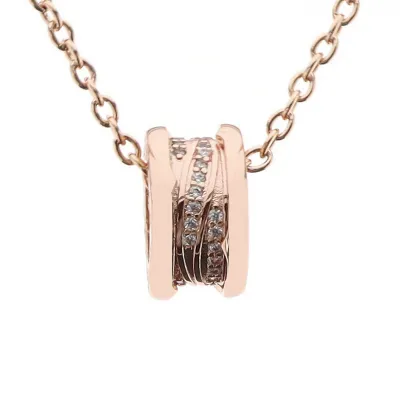 Bulgari spiral hollow diamond necklace rose gold 160 01