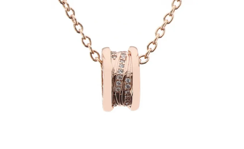 Bulgari spiral hollow diamond necklace rose gold 160