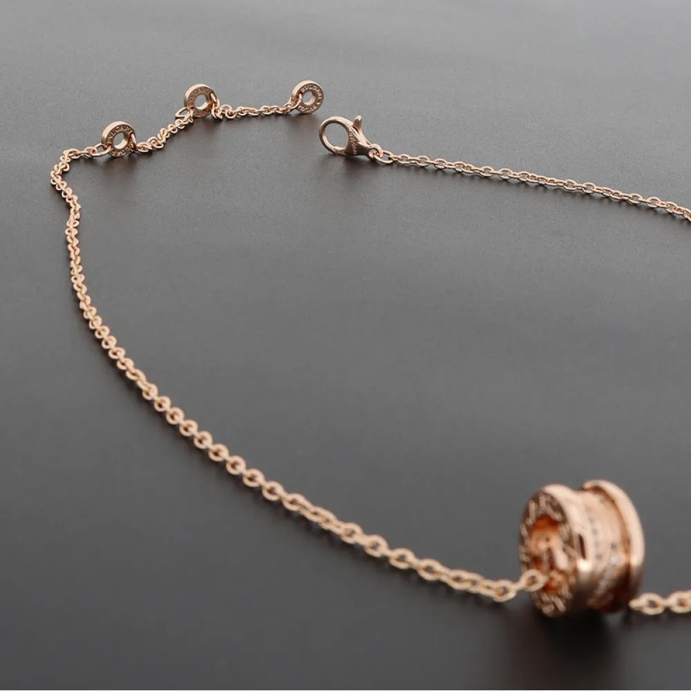 Bulgari spiral hollow diamond necklace rose gold 160