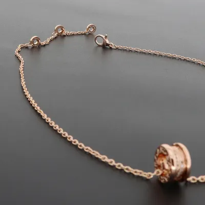 Bulgari spiral hollow diamond necklace rose gold 160 02