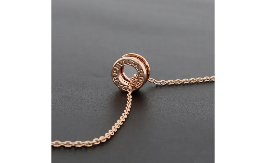 Bulgari spiral hollow diamond necklace rose gold 160