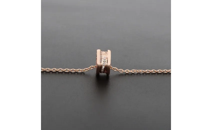 Bulgari spiral hollow diamond necklace rose gold 160