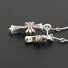 Bstsneaker-Chrome Hearts Double Cross Purple Diamond Bamboo Necklace Silver 180