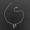 Bstsneaker-Chrome Hearts Double Cross Purple Diamond Bamboo Necklace Silver 180