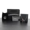 Bstsneaker-Chrome Hearts Double Cross Purple Diamond Bamboo Necklace Silver 180