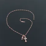Chrome Hearts Double Cross Bamboo Necklace Rose Gold 180