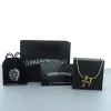Bstsneaker-Chrome Hearts Double Cross Green Diamond Bamboo Necklace Silver 180