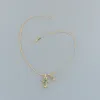 Bstsneaker-Chrome Hearts Double Cross Green Diamond Bamboo Necklace Silver 180