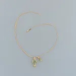 Chrome Hearts Double Cross Green Diamond Bamboo Necklace Silver 180