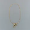 Bstsneaker-Chrome Hearts Double Cross Green Diamond Bamboo Necklace Silver 180