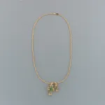 Chrome Hearts Double Cross Green Diamond Bamboo Necklace Silver 180