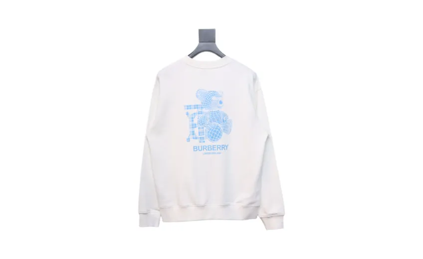 Bstsneaker-Burberry 24Fw blue bear print crew neck sweatshirt white 190