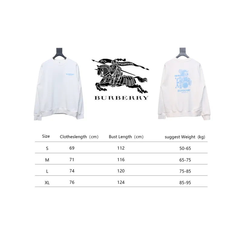Bstsneaker-Burberry 24Fw blue bear print crew neck sweatshirt white 190