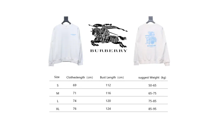 Bstsneaker-Burberry 24Fw blue bear print crew neck sweatshirt white 190