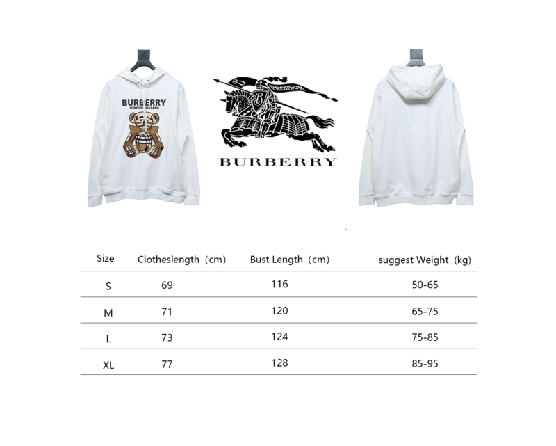 Bstsneaker-Burberry Embroidered Teddy Bear Hoodie white 230