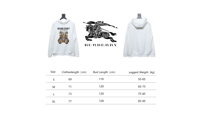 Bstsneaker-Burberry Embroidered Teddy Bear Hoodie white 230