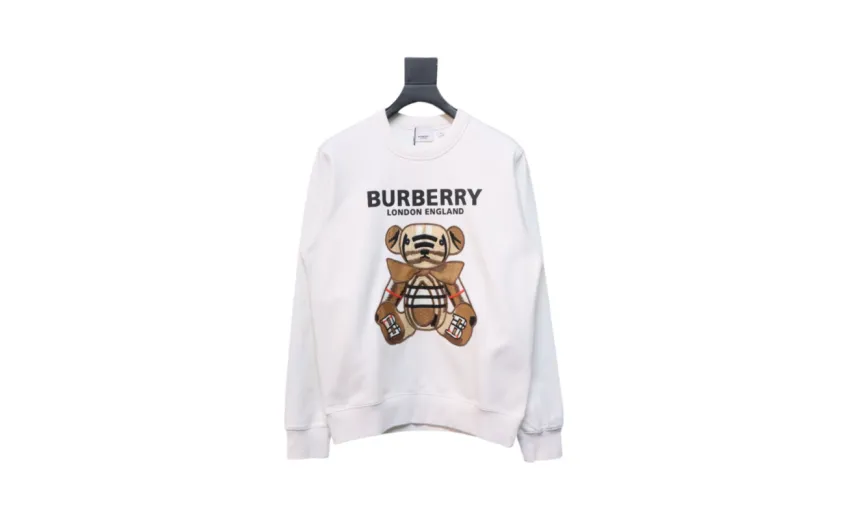 Bstsneaker-Burberry Teddy Bear Embroidered Crewneck Sweatshirt white 210