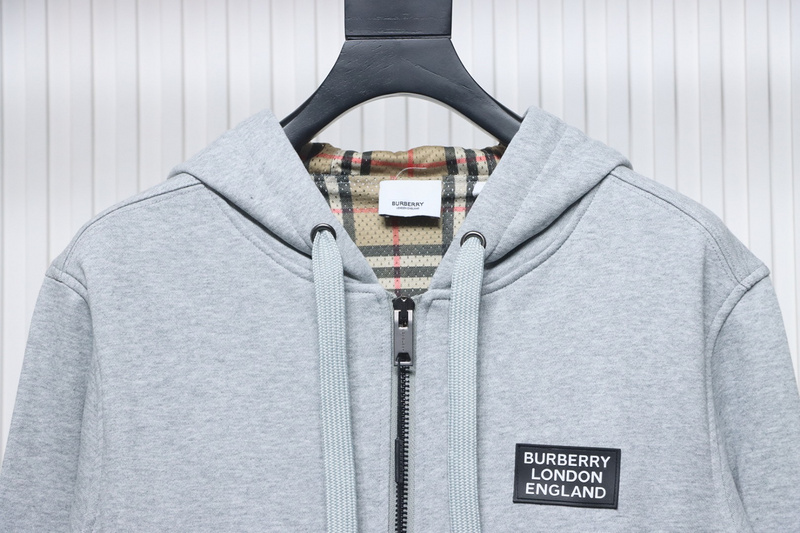 Bstsneaker-Burberry 21Fw Check hooded jacket with silicone logo lining grey 280