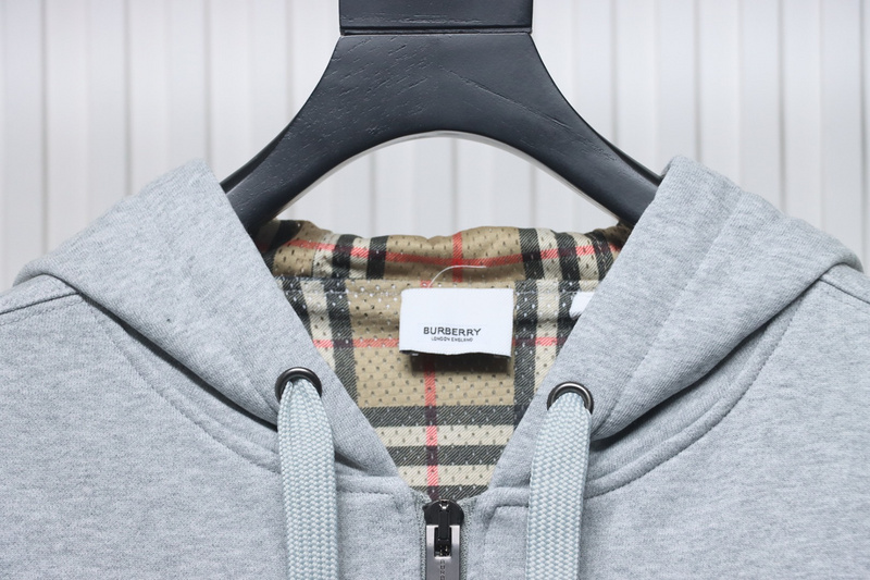 Bstsneaker-Burberry 21Fw Check hooded jacket with silicone logo lining grey 280