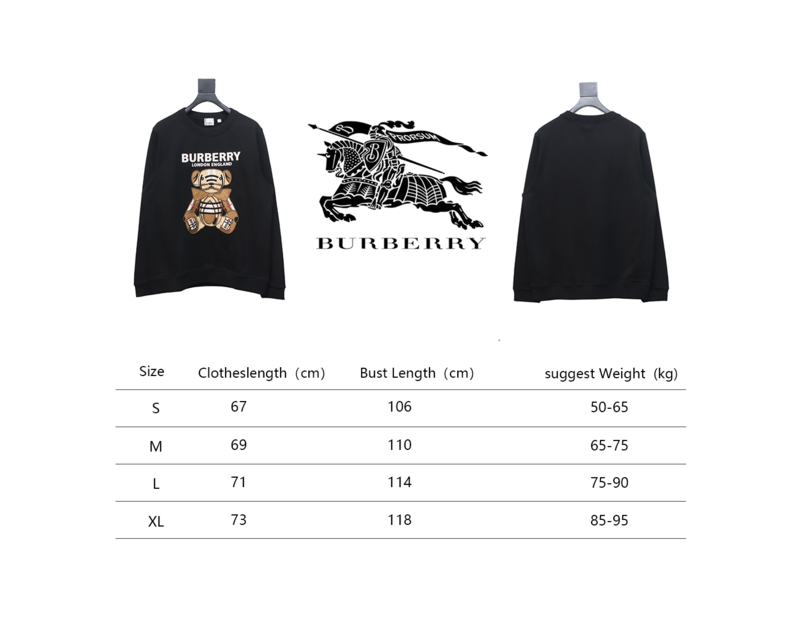 Bstsneaker-Burberry Teddy Bear Embroidered Crewneck Sweatshirt black 210